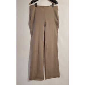 Chicos Gingham Check Pull-On Stretch Straight Leg Pants Size 1R M 8 Beige Office